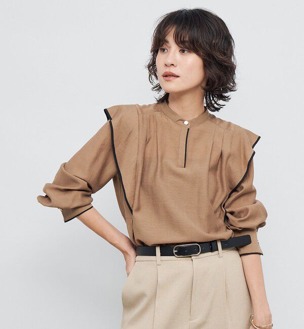 NOLLEY'S「ウォッシャブル配色パイピングブラウス」|シャツ・ブラウス|