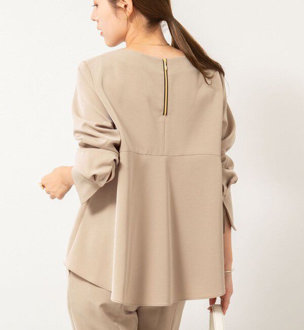 NOLLEY'S「《セットアップ対応》ウォッシャブルストレッチギャババックフレアブラウス」|シャツ・ブラウス|ベージュ