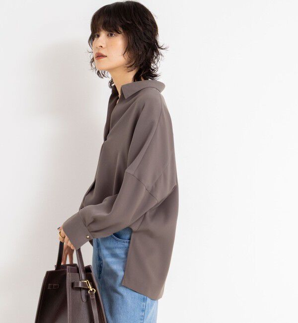 NOLLEY'S sophi「《morisachiシリーズとセットアップ対応》ウォッシャブルダブルサテンスキッパーブラウス」|シャツ・ブラウス|