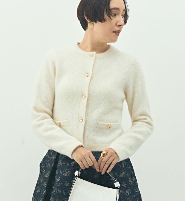 NOLLEY'S「ヘアリークルーネックニットジャケット」|カーディガン|