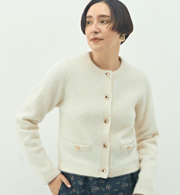 NOLLEY'S「ヘアリークルーネックニットジャケット」|カーディガン|