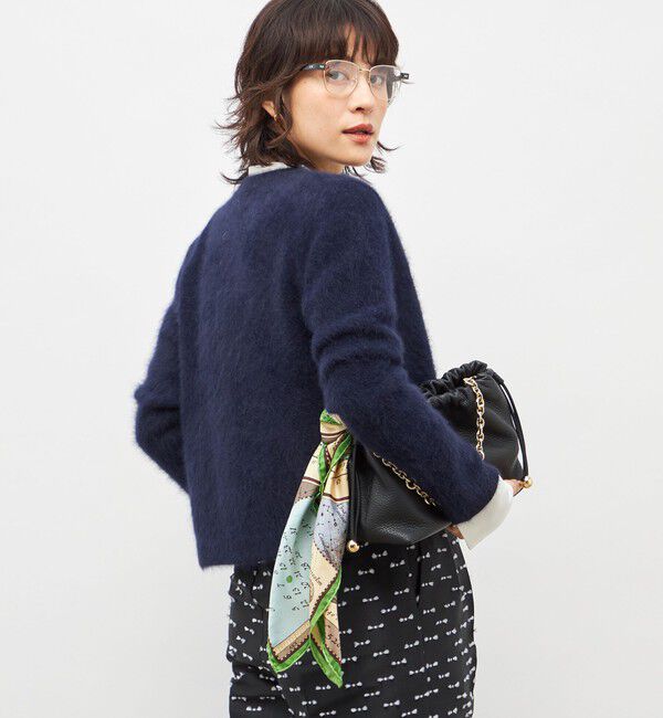 NOLLEY'S「ヘアリークルーネックニットジャケット」|カーディガン|