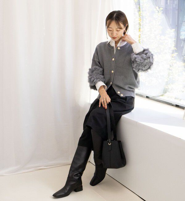 NOLLEY'S「《手洗い可能》2WAYラビットファーニットカーディガン」|カーディガン|