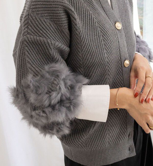 NOLLEY'S「《手洗い可能》2WAYラビットファーニットカーディガン」|カーディガン|