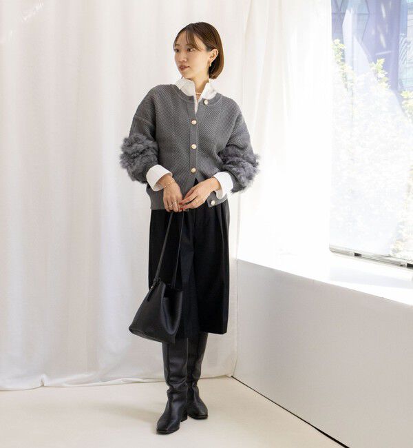 NOLLEY'S「《手洗い可能》2WAYラビットファーニットカーディガン」|カーディガン|
