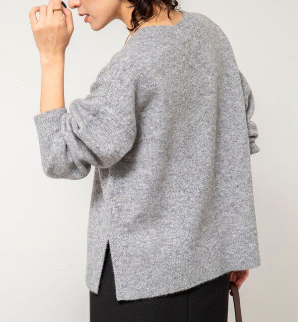 NOLLEY'S sophi「《手洗い可能》モヘヤスパンコールVネックプルオーバー」|ニット・セーター|ミディアムグレー