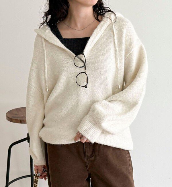 fredy emue「フード付きニットプルオーバー」|ニット・セーター|
