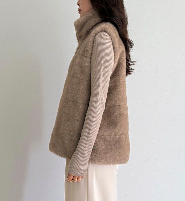 fredy emue「ボーダーキルトファーベスト」|ダウンベスト・ベスト|