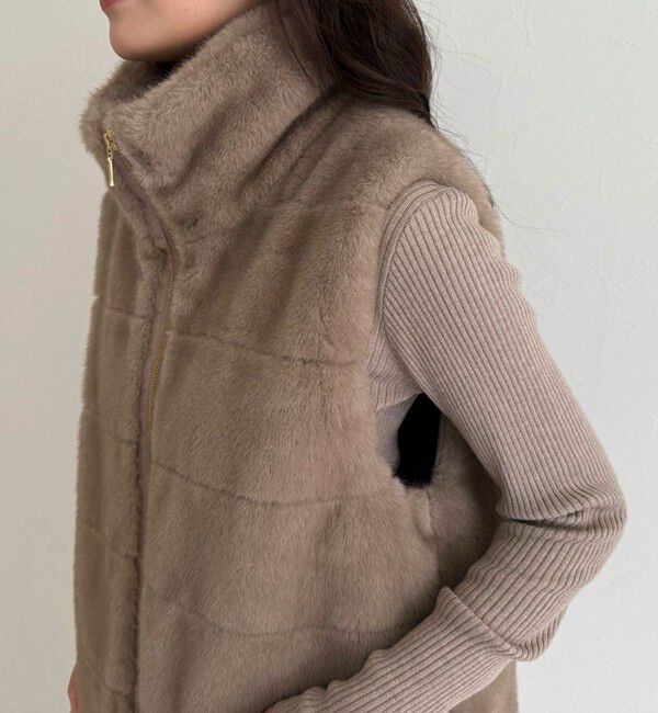 fredy emue「ボーダーキルトファーベスト」|ダウンベスト・ベスト|