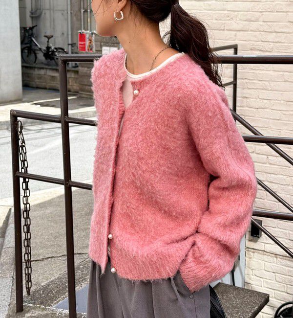fredy emue「ふわふわ起毛ニットカーディガン」|カーディガン|ピンク