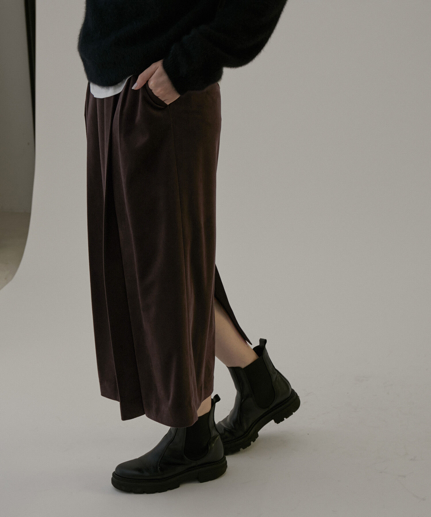 SALON adam et rope'「マイクロベロアツイルタックタイトスカート【洗える】」|スカート|