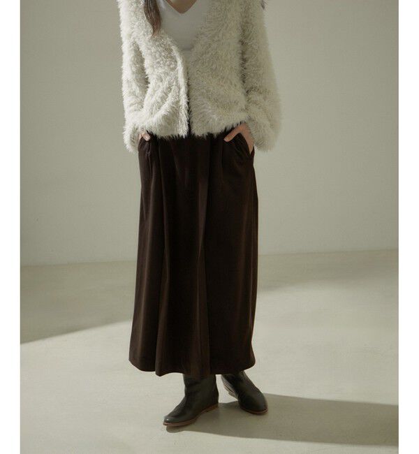 SALON adam et rope'「マイクロベロアツイルタックタイトスカート【洗える】」|スカート|コゲ茶メイン