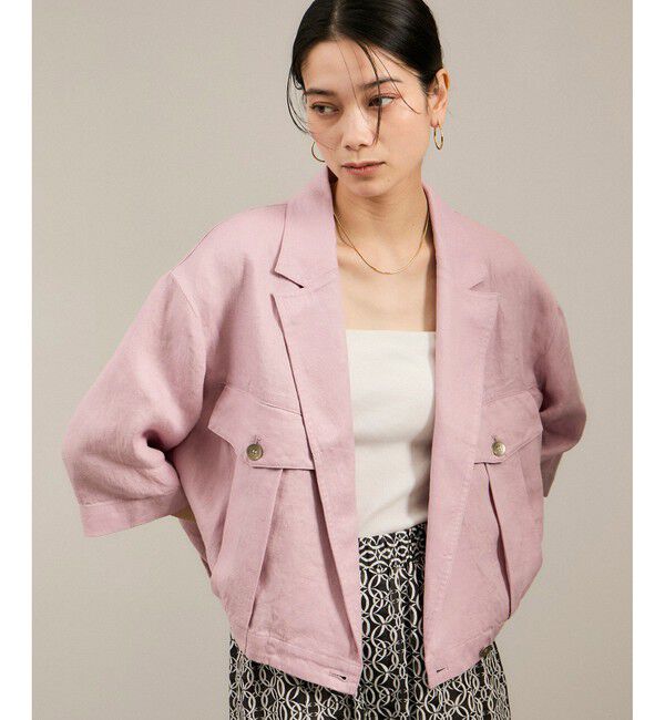SALON adam et rope'「リネンツイルブルゾン」|ブルゾン・スタジャン|ピンク(63)