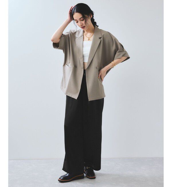 VIS「【WEB/一部店舗限定】配色サイドラインサテンイージーパンツ」|チノ|