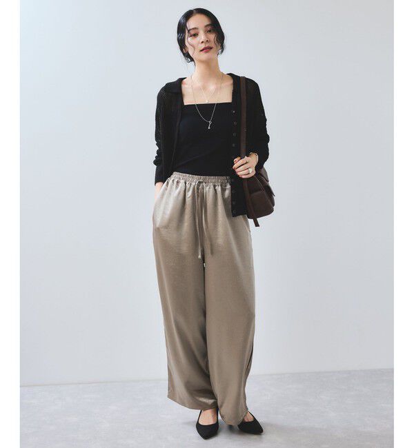 VIS「【WEB/一部店舗限定】配色サイドラインサテンイージーパンツ」|チノ|