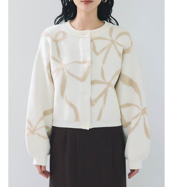 VIS「リボンモチーフジャガードカーディガン/イージーケア」|カーディガン|