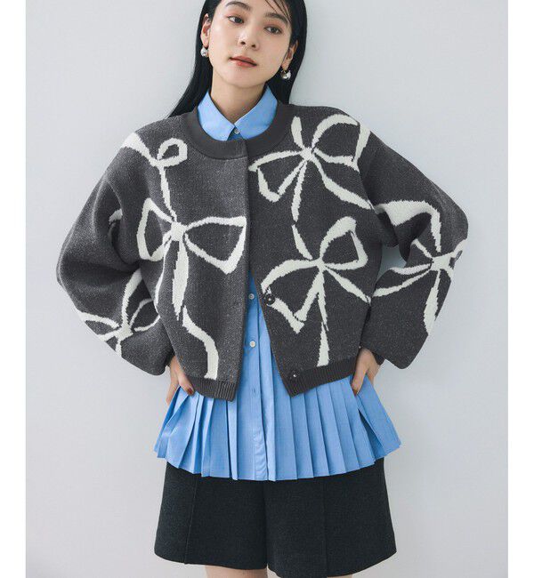 VIS「リボンモチーフジャガードカーディガン/イージーケア」|カーディガン|