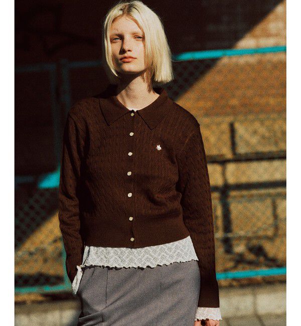 VIS「【POLO BCS】VIS別注ミニケーブルポロ襟ニットカーディガン」|カーディガン|