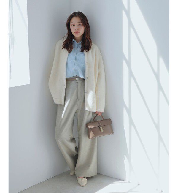 VIS「接結メタルボタンミニフェザーニットコート」|ノーカラージャケット|