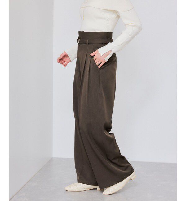 VIS「ベルトディテールタックワイドパンツ/イージーケア」|チノ|