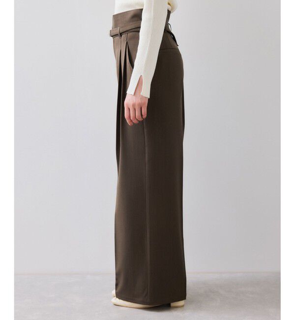 VIS「ベルトディテールタックワイドパンツ/イージーケア」|チノ|