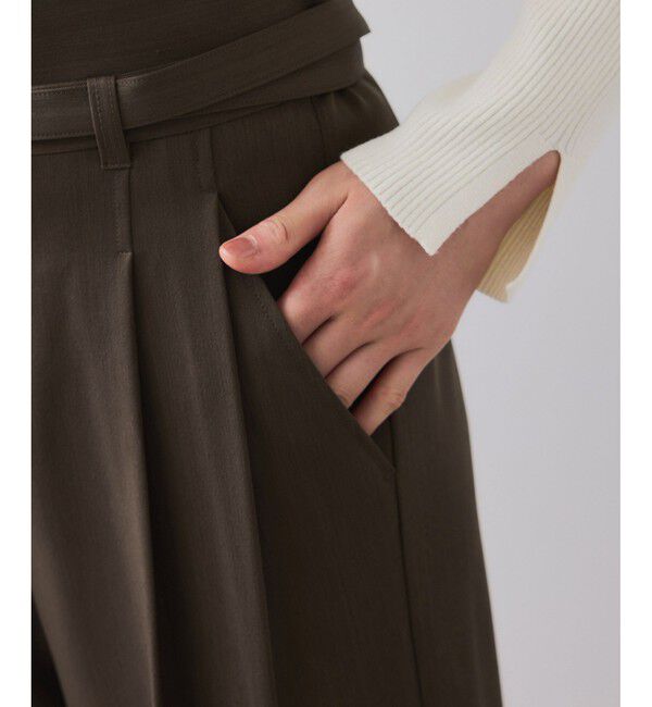 VIS「ベルトディテールタックワイドパンツ/イージーケア」|チノ|