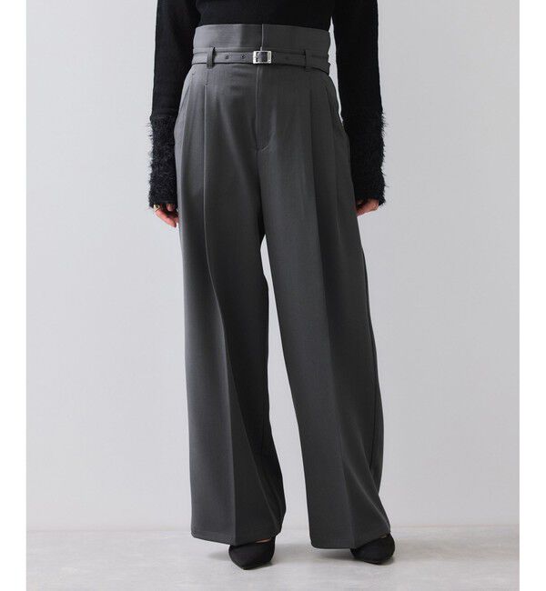 VIS「ベルトディテールタックワイドパンツ/イージーケア」|チノ|