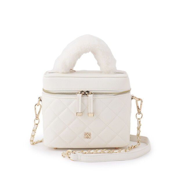 VIS「ファーハンドルキルティング＆ツイードバニティバッグ/2WAY」|ハンドバッグ|