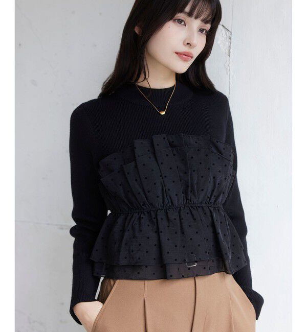 VIS「ビスチェドッキングニットプルオーバー/セットアップ対応」|ニット・セーター|ブラック(01)