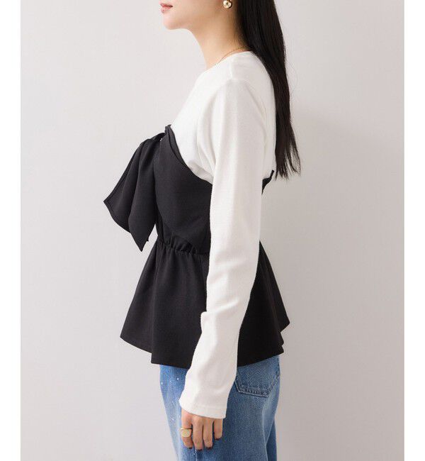 VIS「美easyウーリッシュリボンビスチェドッキングカットソープルオーバー/セットアップ対応・イージーケア」|Tシャツ・カットソー|