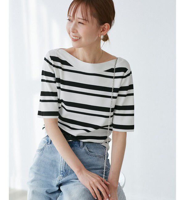 Rope&rsquo;Picnic「【UVカット・接触冷感・イージーケア】八方映えニット ボートネックニットプルオーバー」|ニット・セーター|