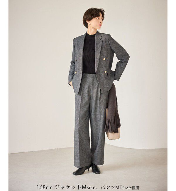 Rope&rsquo;Picnic「レディハンサムシリーズ ウールライク金ボタンジャケット(半裏地)/セットアップ・通勤対応」|テーラードジャケット|