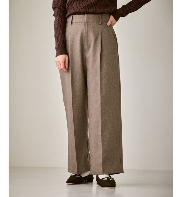 Rope&rsquo;Picnic「【低身長・小柄さんサイズ】レディハンサムシリーズ ウールライクウエストタックセミワイドパンツ」|スラックス|
