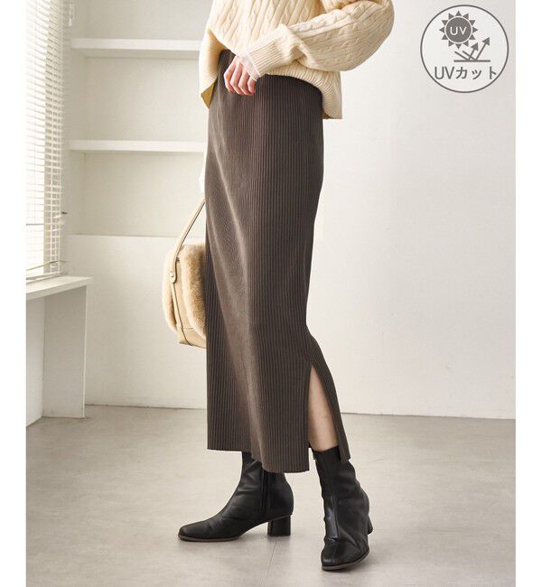 Rope&rsquo;Picnic「トタンテレコ Iラインリブニットスカート」|スカート|カーキー系(38)