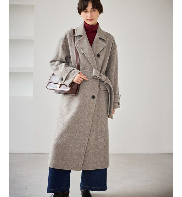 Rope&rsquo;Picnic「JAPAN FABRIC スタンドカラーロングコート/一部WEB限定カラー」|チェスターコート|ベージュ系(28)