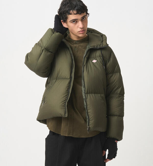  「DANTON | ナイロンリップストップ ダウンフードジャケット MEN」|ダウン|OLIVE