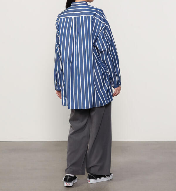  「TICCA | コットン スタンドスクエアシャツ STRIPE UNISEX」|シャツ・ブラウス|