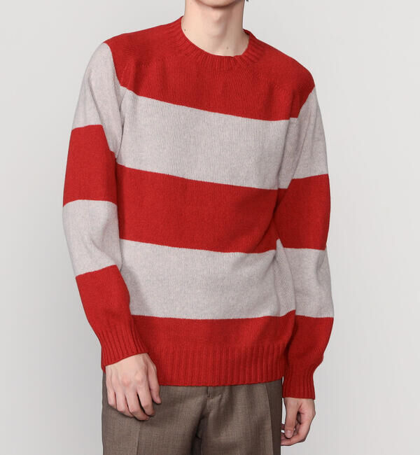 Morris & Sons「MORRIS & SONS | ブロックストライプクルーネックセーター MEN」|ニット・セーター|A
