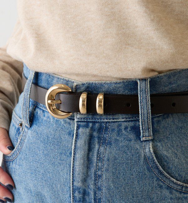  「【PAPILLONNER/パピヨネ】ラウンドバックルベルト」|ベルト|ダークブラウン