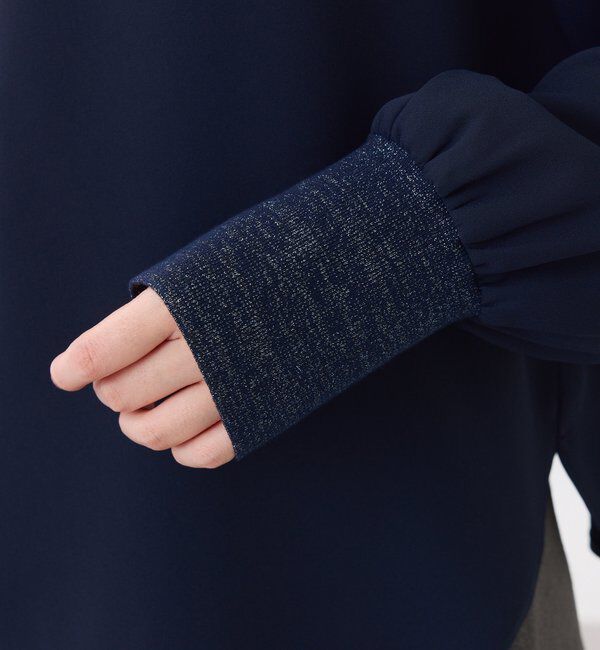  「袖ラメリブ2WAYロゴロンT」|Tシャツ・カットソー|