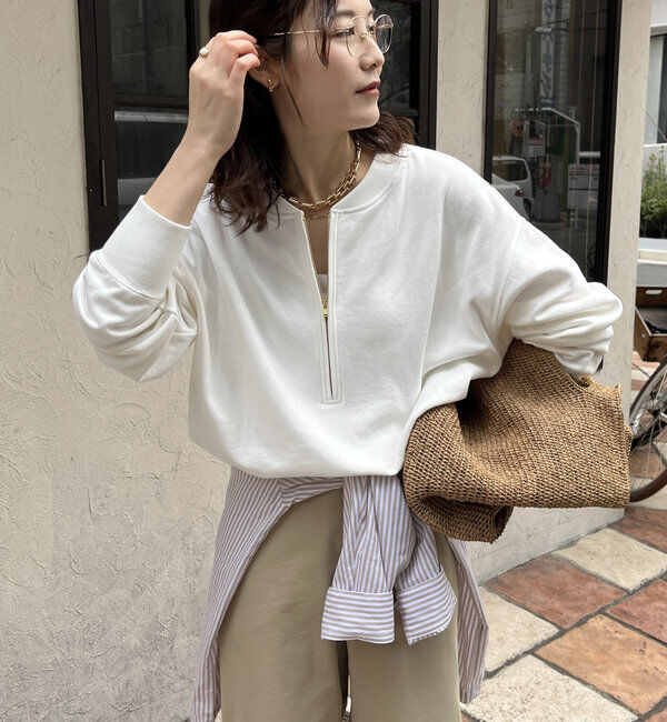  「【新色追加】【インフルエンサー OKOCHI企画】ハーフジップスウェット」|Tシャツ・カットソー|