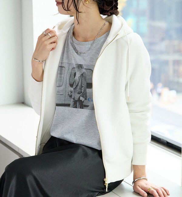  「【WEB限定/キレイめ上品】スポンジダンボールZIPパーカーカットソー」|パーカー|