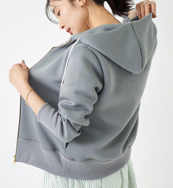  「【WEB限定/キレイめ上品】スポンジダンボールZIPパーカーカットソー」|パーカー|