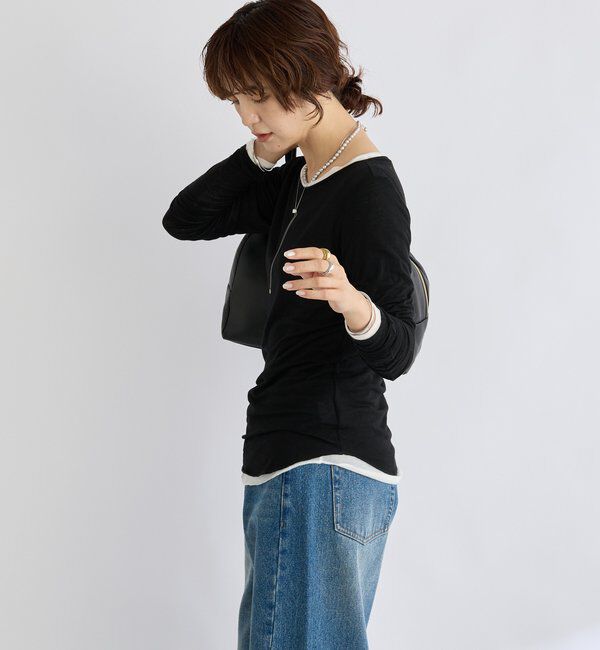  「【リバイバル/やわらかな肌触り】シルクカシミヤブレンドボートT」|Tシャツ・カットソー|