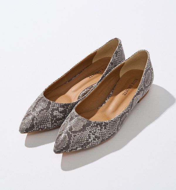  「【エッジの効いた足元に】パイソン柄フラットパンプス」|パンプス|