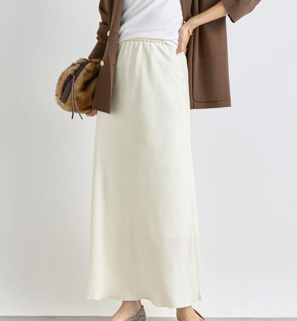  「【上品な揺れ感】キュプラ混バイアススカート」|スカート|オフホワイト