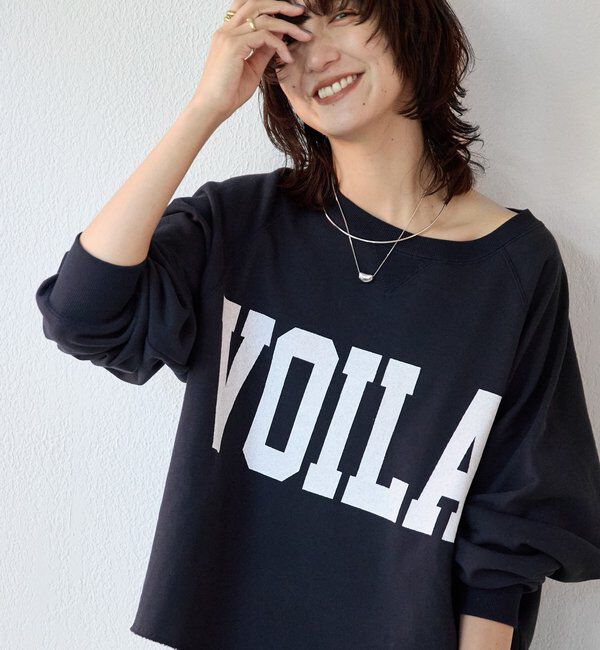  「予約【新色追加/Yossshiiii企画】ワイドロゴカットオフスエット」|Tシャツ・カットソー|ネイビー