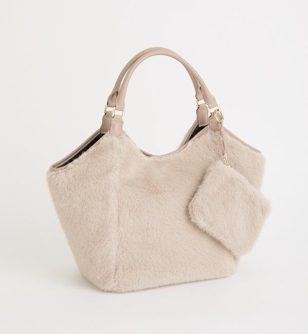  「【コーデの主役に】ポーチ付きフェイクファートート」|クラッチバッグ|