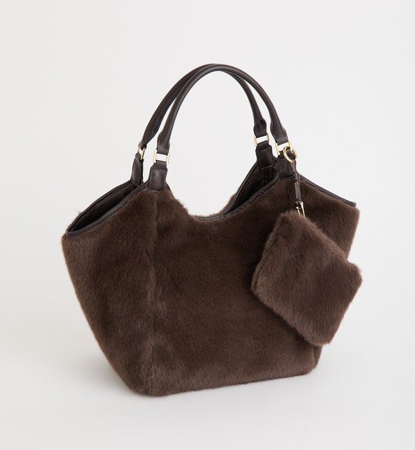  「【コーデの主役に】ポーチ付きフェイクファートート」|クラッチバッグ|