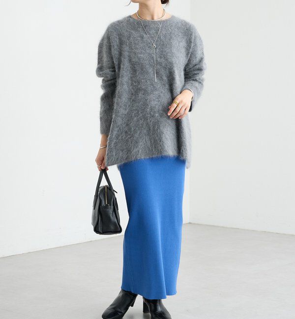  「【ヘアリーな質感】起毛ウールサイドスリットニット」|ニット・セーター|